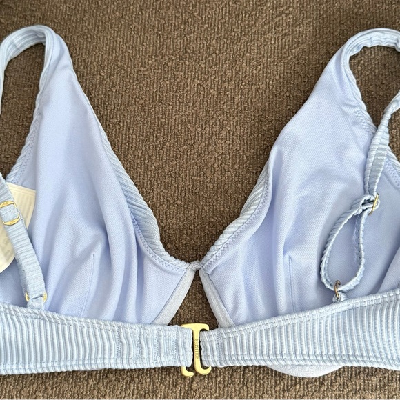 Light Blue Ribbed Bikini top - Picture 2 of 3